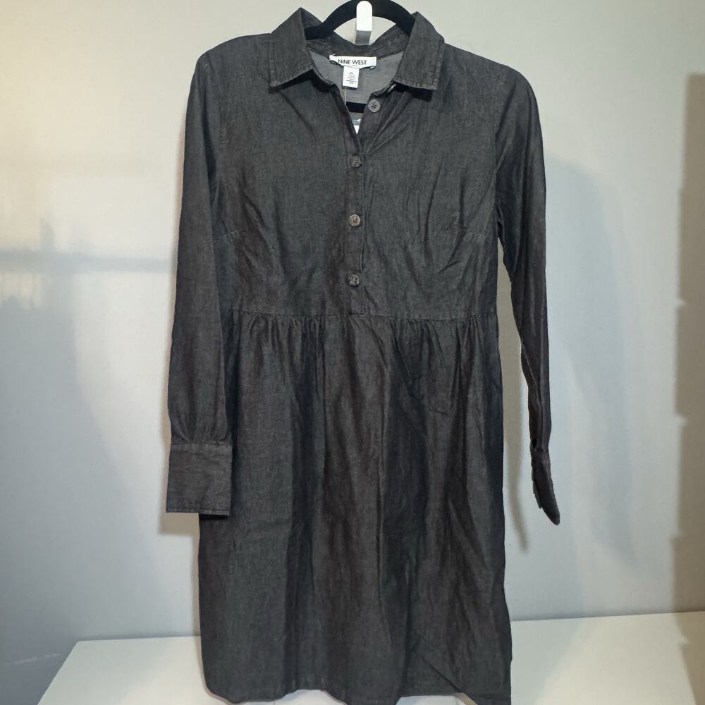 NEW Nine West Jeans Denim Dress Ladies XS Griffen Dark Gray Women’s New W Tags